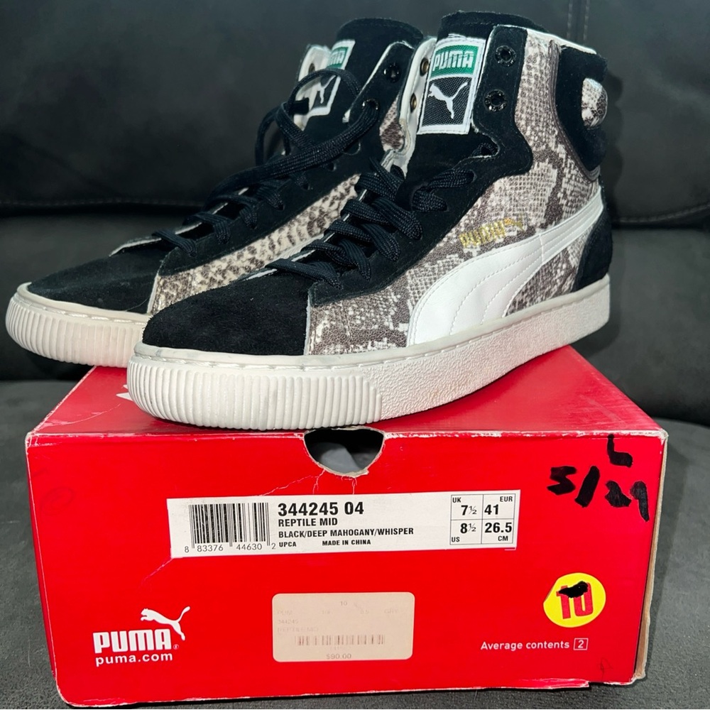 Puma Reptile Mid men’s 8.5 Sneakers black deep mahogany whisper